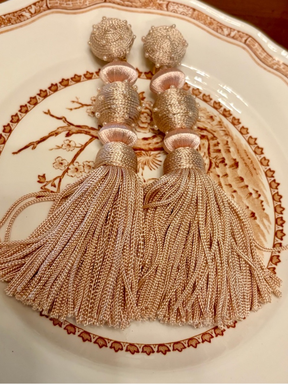 Oscar de la Renta Pink Dot Ball Tassel Earrings - Picture 8 of 16